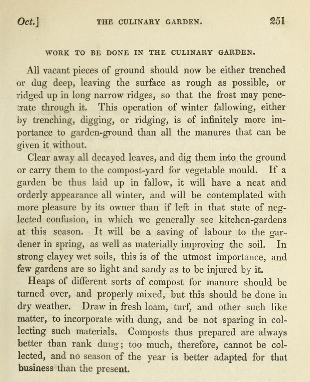 A page from Charles McIntosh’s ‘Practical Gardener’, published in 1836, which includes advice on managing compost