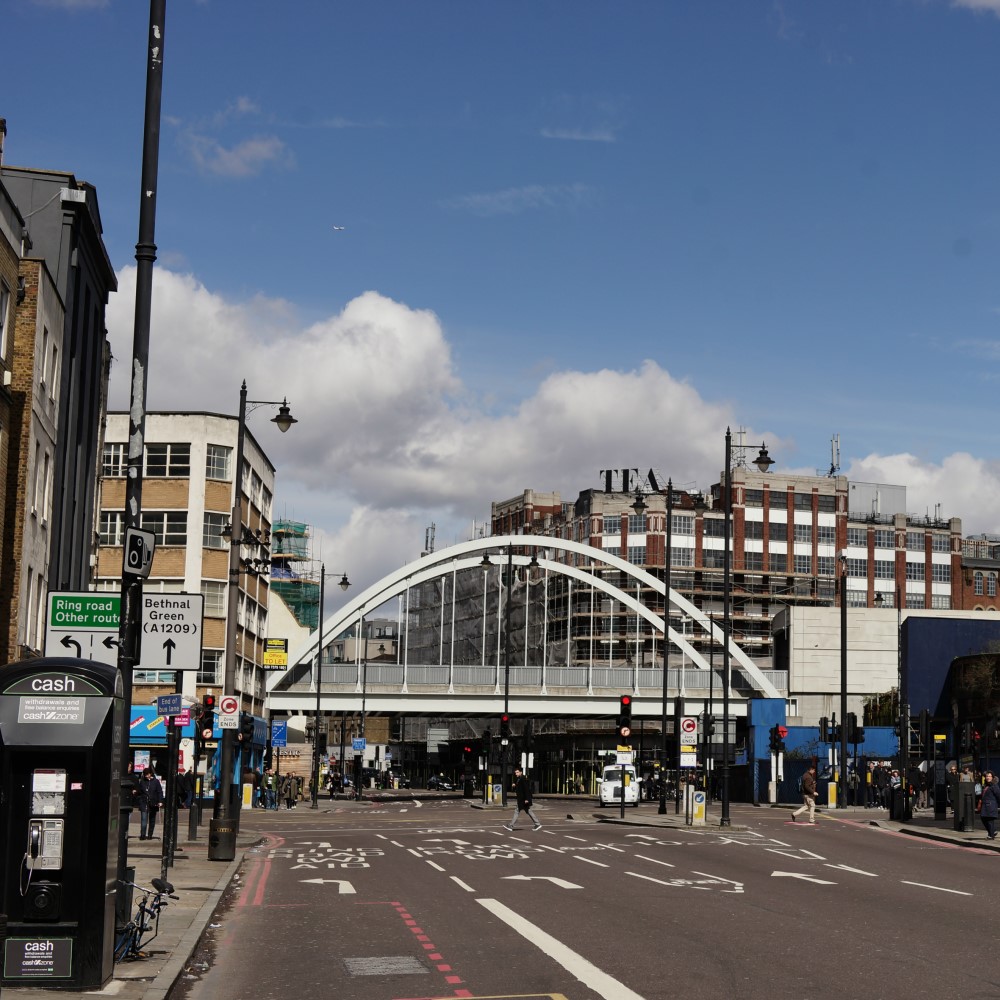 Photo of a road in Shoreditch on a sunny day