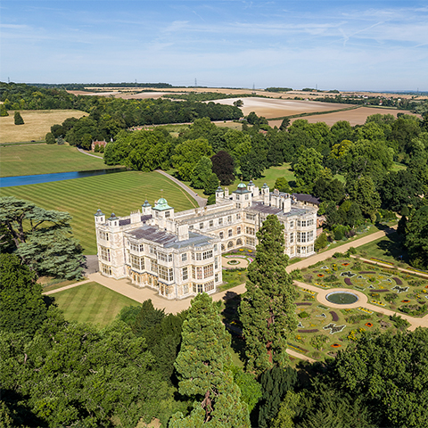 Image: aerial view of Audley End House and Gardens