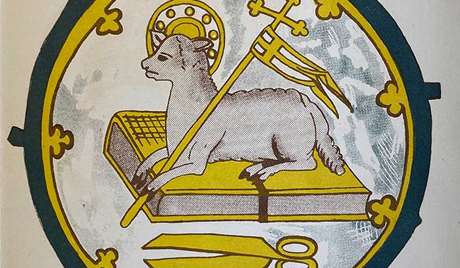 Lamb and Flag stained glass Lamb and Flag stained glass